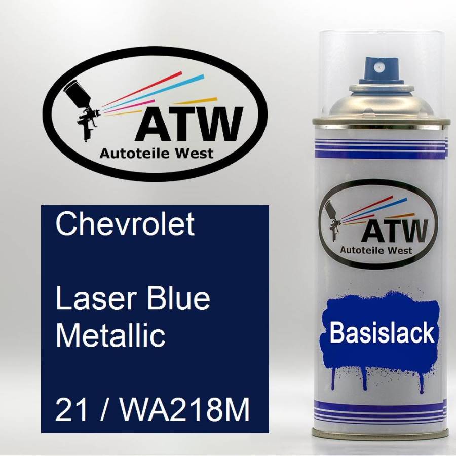 Chevrolet, Laser Blue Metallic, 21 / WA218M: 400ml Sprühdose, von ATW Autoteile West.